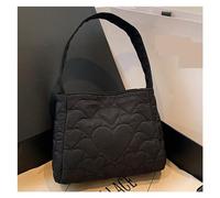 MZYFDC Borse a tracolla da donna Borse a tracolla ricamate con cuore d'amore Borsa sotto le ascelle trapuntata Borse a tinta unita di grande capacità(Black)
