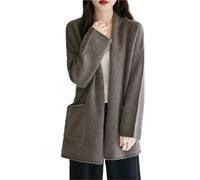 MZYFDC Cárdigan de Punto Knitted Cardigan Wool Thick Knit Loose Plus Size Top Women's Double Pocket Cashmere Coat(Color 3,M)