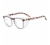 MZYFDC Occhiali di sicurezza trasparenti da donna, quadrati, antiappannamento, antigraffio, antiluce blu, lavoro Per cantieri, laboratori di chimica e ciclismo(C3 Leopard)