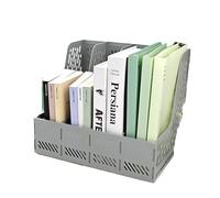 MZYFDC Organizzazione Della Scrivania Bookshelf File Frame Desktop A4 Folder Storage Box Bookend Rack Desk Information(GRAY)