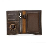 MZYFDC Portafoglio da viaggio portapassaporto in pelle con custodia Airtag, tasca portapenne, porta carte, copertina for passaporto(Coffee)
