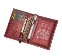 MZYFDC Portafoglio portapassaporto con AirTag for viaggi, porta carte in pelle, portapenne e porta soldi(Red)