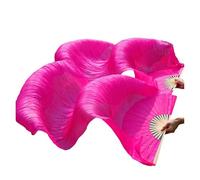 MZYFDC Real Silk Fabric Fans,1 Pair Handmade Women Belly Dancing, 180 * 90cm Long Dance(Color 03,180x90cm Real Silk)