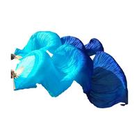 MZYFDC Real Silk Fabric Fans,1 Pair Handmade Women Belly Dancing, 180 * 90cm Long Dance(Color 10,120x90cm Real Silk)