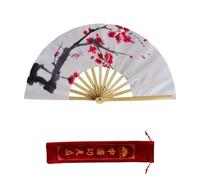 MZYFDC Ventaglio Tai Chi Fiore di Susino Bianco Classico Kung Fu Anello Fitness Cheongsam Spettacolo Danza per Kung Fu E Tai Chi(B1 34cm)