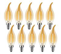 MZYOYO E14 4W Lampada LED a Candela,Lampadina C35 Dimmerabile Bianca Calda a Forma di Candela,4W Sostituisce 40W,Lampadina a Filamento Vintage,400lm,2700K,Ambra,Confezione da 10,Classe Energetica F
