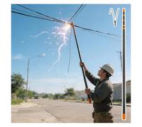 MZZKFC Palo Isolato Asta di Sicurezza Elettrica 9m Lunga, Asta di Sostegno per Cavi Isolati Leggeri con Testa A Gancio, Palo Telescopico in Fibra di Vetro Isolato 45KV(E Head,900cm(29 1/2 ft))