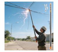 MZZKFC Palo Isolato Asta di Sicurezza Elettrica 9m Lunga, Asta di Sostegno per Cavi Isolati Leggeri con Testa A Gancio, Palo Telescopico in Fibra di Vetro Isolato 45KV(B Head,200cm(6 3/5 ft))