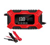 MZZYG Caricabatteria Rosso Protezione da Sovratensione Caricabatterie ABS Intelligente con Display Digitale for Gel di Calcio LiFePo4 for Auto Moto Ricarica Rapida Ed Efficiente