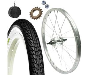 n°1 Cerchio Posteriore 20 x 1.75 + Pignone 16 Denti + Copertone BiancoNero + Camera d’aria | Per Bici Graziella Epoca 20"