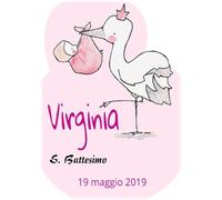 N 10 pezzi ETICHETTE VINO PERSONALIZZATE PVC RESISTENTI - BATTESIMO BIMBA - IMPERMEABILI (10X9)