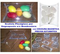 N.10 SCATOLA PLEXIGLASS a BUSTINA con CALAMITA Cm.7x6x2,5H BOMBONIERA CONFETTI