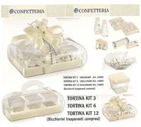 N.10 SCATOLA PORTA CONFETTI a TORTA per DEGUSTAZIONE CONFETTI a 3 POSTI 14693