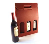 N°10 Scatole Valigette PORTABOTTIGLIE 3 posti con finestra BORDEAUX Satinato