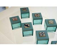 N.12 SCATOLA PLEXIGLASS CONFETTI Cm.5x5x5 VERDE Made in italy CON VERA MAIOLICA