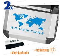 n.2 Adesivi Azzurro mappa del mondo universali compatibili con valigie moto