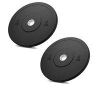 N°2 Bumper Plate da 5 Kg Dischi Palestra Pesi per Bilanciere Olimpionico Anello Interno In Acciaio Foro Ø 51mm