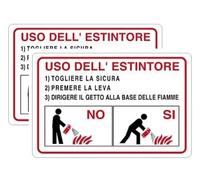 N° 2 CARTELLO SEGNALETICO IN PLASTICA 18X12 USO DELL'ESTINTORE