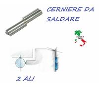 N 2 CERNIERE A SALDARE X CANCELLO IN ACCIAIO INOX 2 ALI PERNO SFILABILE 140 mm