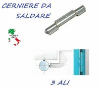N 2 CERNIERE A SALDARE X CANCELLO IN ACCIAIO INOX 3 ALI PERNO SFILABILE 140 mm