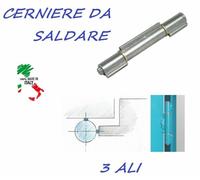 N 2 CERNIERE A SALDARE X CANCELLO IN ACCIAIO INOX 3 ALI PERNO SFILABILE 200 mm