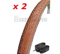 N°2 Copertone 700 x 28 C 28 - 622 MARRONE Bici Fixed - Scatto Fisso + N°2 Camera