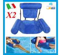 N°2 LETTINI GONFIABILE MARE GALLEGGIANTE RELAX SEDIA POLTRONA PISCINA LETTINO