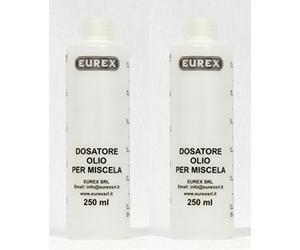 N. 2 Misurini Dosatori olio per miscela 250 ml con tappo, scala graduata e percentuali 2-4% 2,5-5% 3-6%