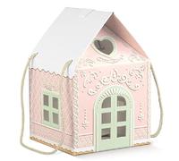 N. 2 SCATOLA REGALO MATRIMONIO FORMA CASETTA (20x20x18 Cm Rosa)