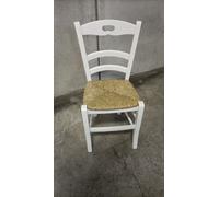 N.2 SEDIE IN LEGNO CON SEDUTA IN PAGLIA SHABBY CHIC COLORE BIANCO