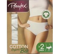 Playtex Slip Midi in Cotone Organico Ultra Confortevole Donna x2, Nero (Black), M