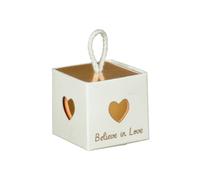 N.20 PEZZI CUBO BIANCO CON CORDINO SCRITTA ORO PORTA CONFETTI CON BIGLIETTINO