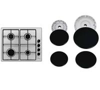 N. 4 PIATTELLI NERO LISCIO 4 BRUCIATORI COMPATIBILI CON ARISTON, NARDI WHIRPOOL.