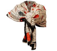 N°5 Elegante Sciarpa Plissettata Misto Seta Sciale Foulard Donna Cerimonia Beige