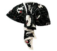 N°5 Elegante Sciarpa Plissettata Misto Seta Sciale Foulard Donna Cerimonia Nero