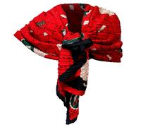 N°5 Elegante Sciarpa Plissettata Misto Seta Sciale Foulard Donna Cerimonia Rosso