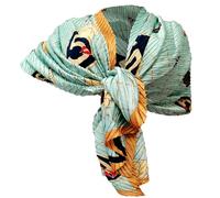 N°5 Elegante Sciarpa Plissettata Misto Seta Sciale Foulard Donna Cerimonia Verde