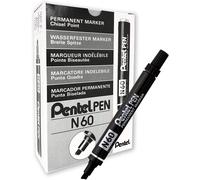 Pentel Pennarello permanente N60 – punta a scalpello, robusto fusto in allumin – 12 pezzi