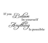 N A Adesivo da parete con scritta "If You Believe in Yourself Proverbs, Anything is Possible - Calde citazioni ispiratrici in vinile, decorazione per ufficio, aula, studio, palestra, camera da letto,