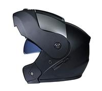 N/A Casco Moto Integrale Doppia Visiera per Donna e Uomo Leggero Caschi Modulare Vintage Casco Apribili per Moto Scooter - Nero opaco | Argento, L
