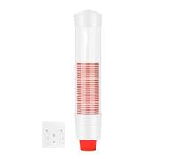 N／A Dispenser per bicchieri d'acqua a parete con bottone One Touch Dispenser per bicchieri in plastica anti-polvere, per bicchieri di carta, coni di carta biodegradabili, 7,5 cm, 50 tazze (bianco)