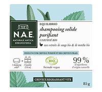 N.A.E. - Shampoo Solido Certificato Bio - Purificante Capelli Grassi - Estratti di Salvia Bio e Menta Bio - Formula Vegan - 99% di ingredienti di origine naturale - Sapone da 85 g