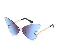 N A Fashion Butterfly Rimless Sunglasses for Women Vintage Metal Frame Eyewear UV Protection (GREY BLUE)