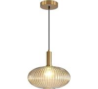 N/A Illuminazione Lampada a Sospensione Moderna a Globo, Lampada a Sospensione da Pranzo della metà del secolo a 1 Luce, Lampada a Sospensione Vintage Grande Regolabile in Vetro ambrato,C