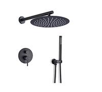 N/A Set Doccia A Parete con Beccuccio per Vasca, Sistema Doccia in Ottone con Soffione A Pioggia E Doccetta, Rubinetto Doccia A Tripla Funzione per Bagno, Oro Nero, Oro Bianco, A