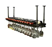 N / A Soffitto Scaffale Portabottiglie LINLINZ Portabottiglie Vino, Metallo Bicchiere Vini Cremagliera per 11 Bottiglie e 30 Bicchiere Appeso Decorativo per Bar Ristoranti Cucine, 2 Colori