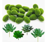 N|A Woohome 20PCS Mousse Artificielle Rocks Décoratifs, Boules de Mousse Verte, Artificielles Plantes Succulentes pour Arrangements Floraux, Fée Jardins, Terrariums et Travaux Manuels (Verde 1)