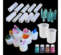 N|A Woohome 24 Pz Stampi per Resina, Stampi in Resina Siliconica Stampi a Grappolo di Cristallo, Set di Polvere Glitter per Decorazione Domestica Artigianato (Style 1)