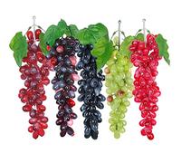 N\A Woohome 5 Uva Artificiale Grappoli di Uva Artificiale Simulazione, Uva Artificiale Realistico, Uva Nera Artificiale, per Decorazione del Vino, Puntelli di Frutta Artificiali