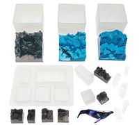 N\A Woohome Stampo in silicone per resina, 6 stampi in resina Mountain Peak con 6 pezzi per stampi in resina per decorazioni fai da te, decorazione per la casa